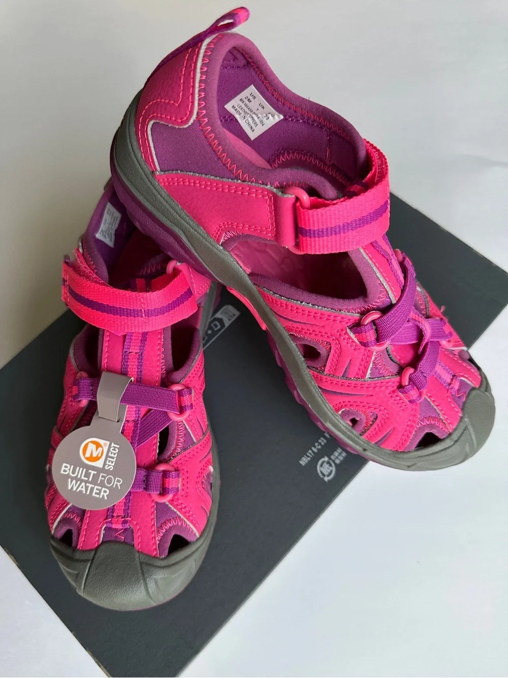 Merrell Girls' Hot Pink Closed-Toe Water Sandals